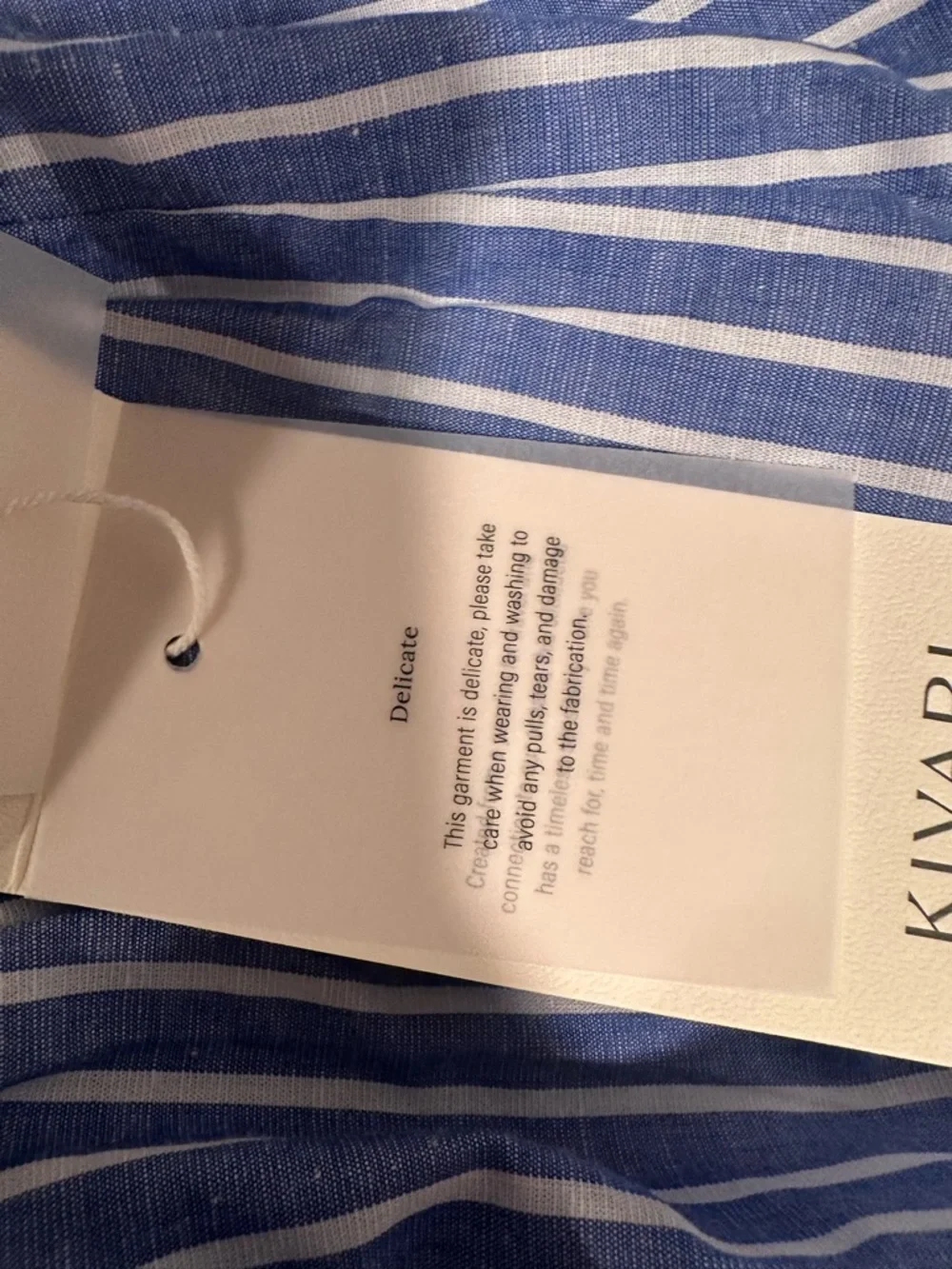 Kivari Striped White Blue Cotton Linen CAPRI Shorts US 4 Small NWT - Picture 10 of 14